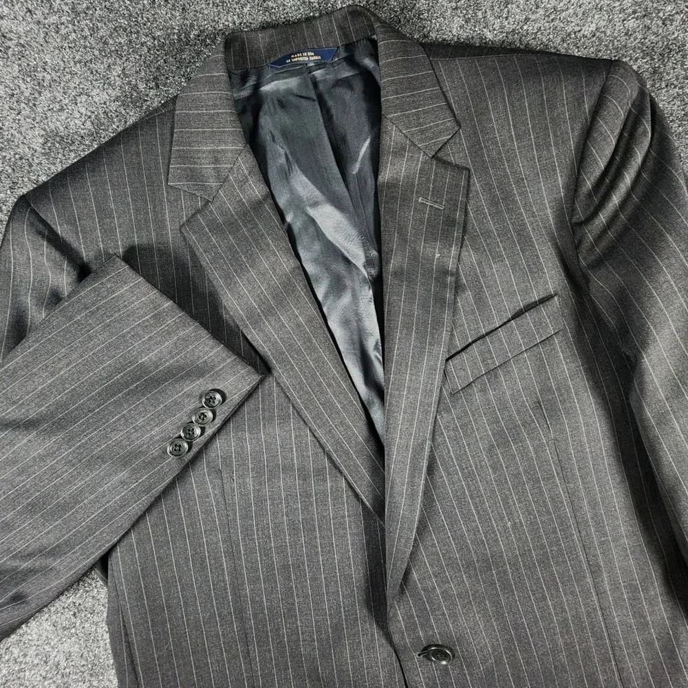 Brooks Brothers Suit Mens 46XL 35W Grey Pinstripe 1818 Fitzgerald Made In USA